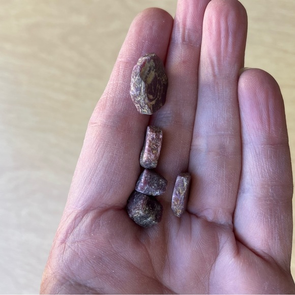 Rubies Raw Hexagonal Corundum Form Set Of 5 - Picture 10 of 12